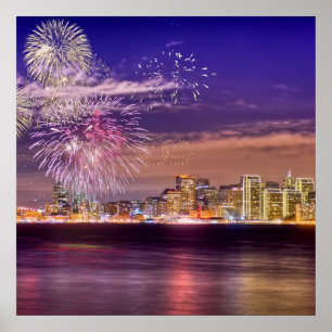 Póster Fuegos artificiales del Año Nuevo de San Francisco