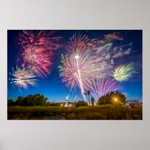 Póster Fuegos artificiales del Día de la Independencia -