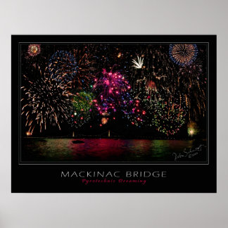 Póster Fuegos artificiales del puente Mackinac