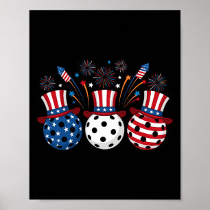 Póster Fuegos Artificiales Divertidos de Pickleball Bande