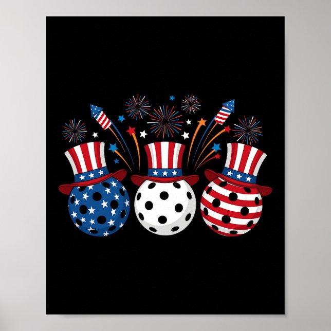 Póster Fuegos Artificiales Divertidos de Pickleball Bande (Frente)