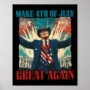 Póster Fuegos Artificiales Divertidos Trump Americano Hac