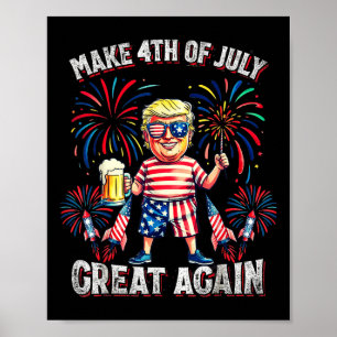 Póster Fuegos Artificiales Divertidos Trump Patriótico Am