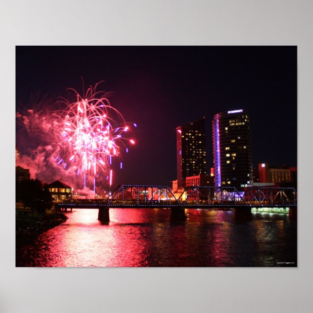 Póster Fuegos artificiales en Grand Rapids (Frente)
