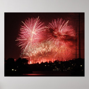 Póster Fuegos artificiales en la víspera de Año Nuevo en 