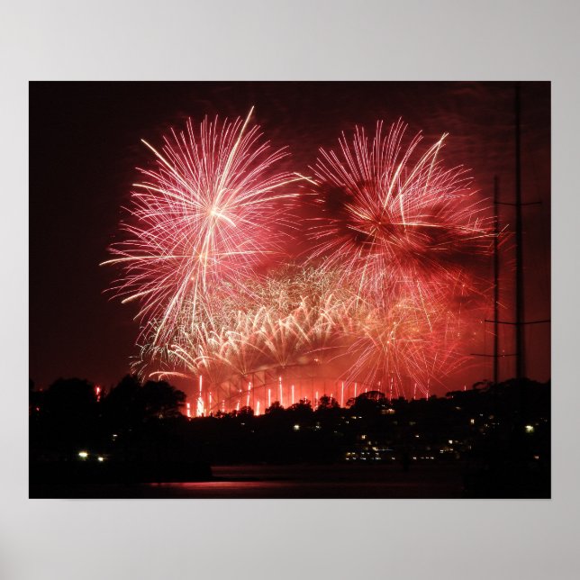 Póster Fuegos artificiales en la víspera de Año Nuevo en  (Frente)