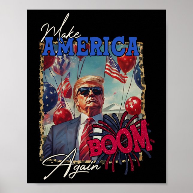 Póster Fuegos Artificiales Patrióticos de Donald Trump Ha (Frente)