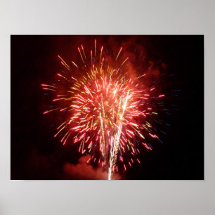 Póster Fuegos artificiales rojos, blancos y azules II Pat