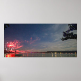 Póster Fuegos artificiales sobre el lago Atwood, Ohio