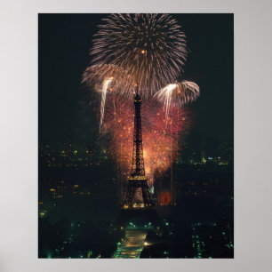 Póster Fuegos artificiales, Torre Eiffel, París, Francia