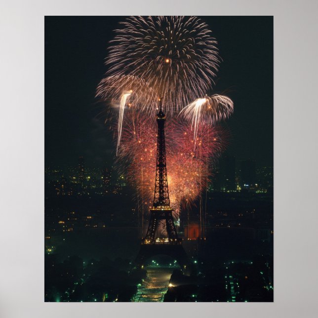 Póster Fuegos artificiales, Torre Eiffel, París, Francia (Frente)