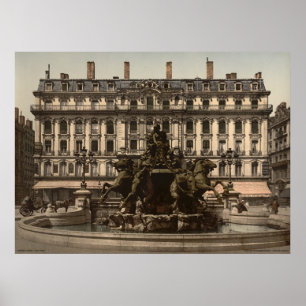 Póster Fuente Bartholdi, Lyon, Francia