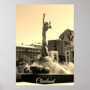 Póster Fuente Cleveland (Sepia)