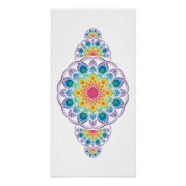 Póster Fuente de arcoiris Floral Dot Ornamental Mandala