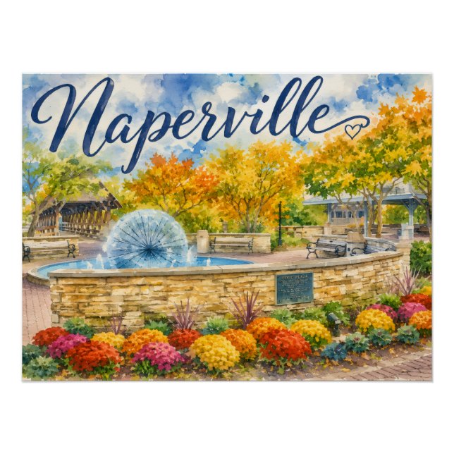 Póster Fuente de dientes de león Riverwalk Naperville Ill (Anverso)