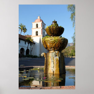 Póster Fuente de la misión de Santa Barbara