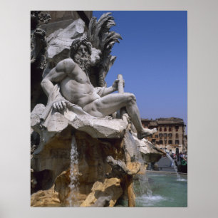 Póster Fuente de los Cuatro Ríos, Piazza Navona, Roma,