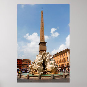 Póster Fuente de los cuatro ríos, Roma Italia