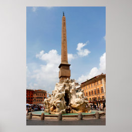 Póster Fuente de los cuatro ríos, Roma Italia