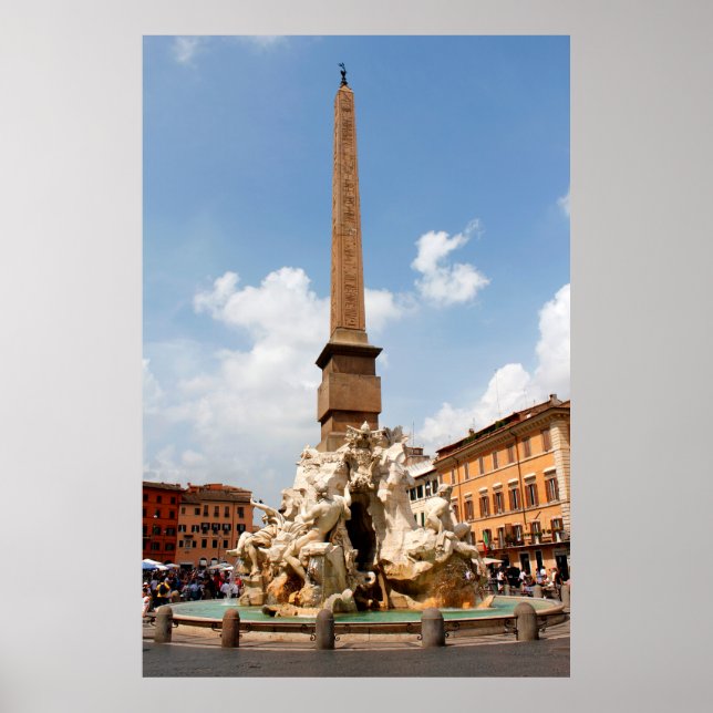 Póster Fuente de los cuatro ríos, Roma Italia (Frente)