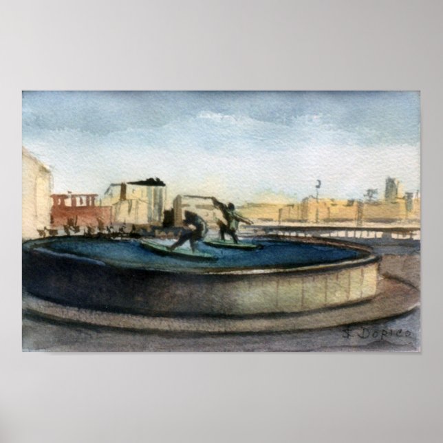 Póster Fuente de los surfistas (A Coruña) (Frente)