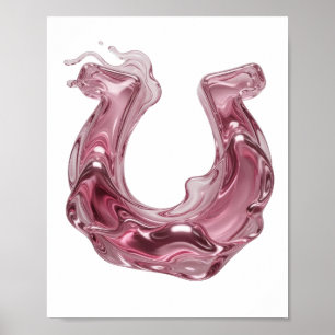 Póster Fuente de metal líquido 3D rosa de moda diseño mod