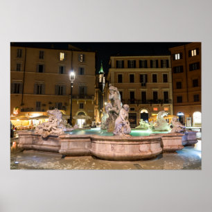 Póster Fuente de Neptuno en la Piazza Navona - Roma