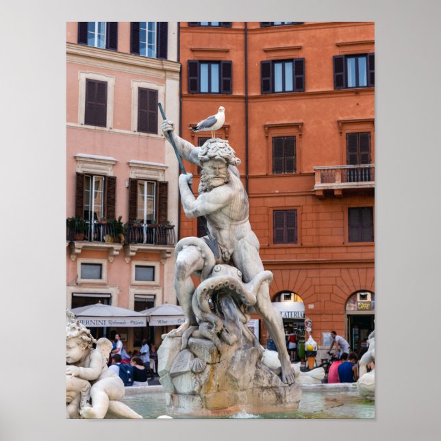 Póster Fuente de Neptuno en la Piazza Navona - Roma (Frente)
