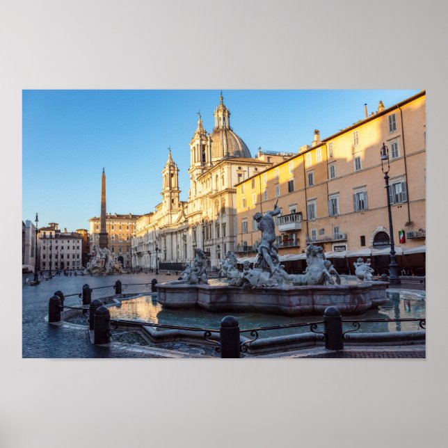 Póster Fuente de Neptuno en la Piazza Navona - Roma (Frente)
