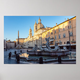 Póster Fuente de Neptuno en la Piazza Navona - Roma