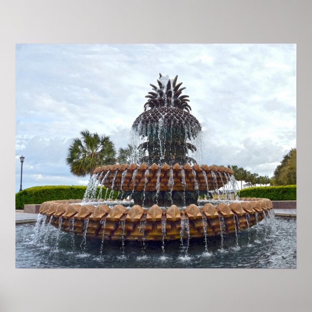 Póster Fuente de Piña Charleston, Carolina del Sur (Frente)