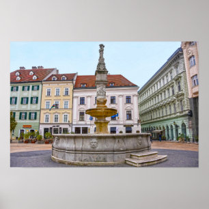 Póster Fuente de Roland, Ciudad Vieja, Bratislava, Eslova
