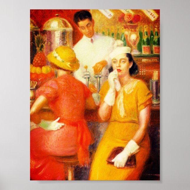 Póster Fuente de Soda - William Glackens (1935) (Frente)