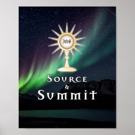 Póster Fuente del Monstrance y Cumbre Aurora Borealis