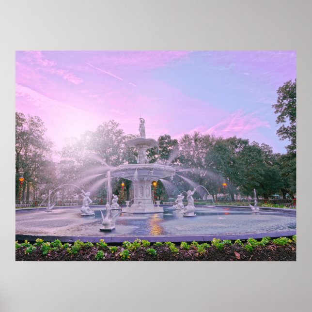 Póster Fuente del Parque Forsyth de Savannah Georgia (Frente)