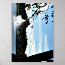 Fuente en Lake Mirror foto en un poster