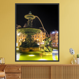 Póster Fuente iluminada y sirena. Rossio, Lisboa