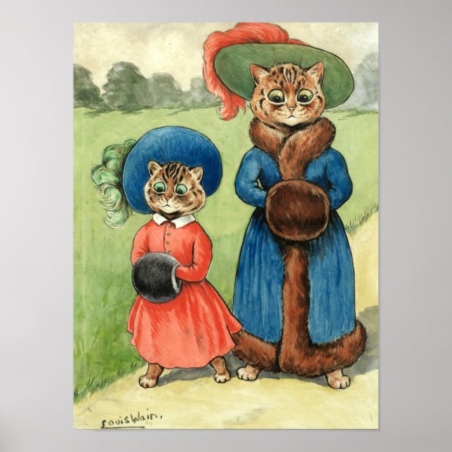 Póster Fuera con la tía de Louis Wain (Frente)
