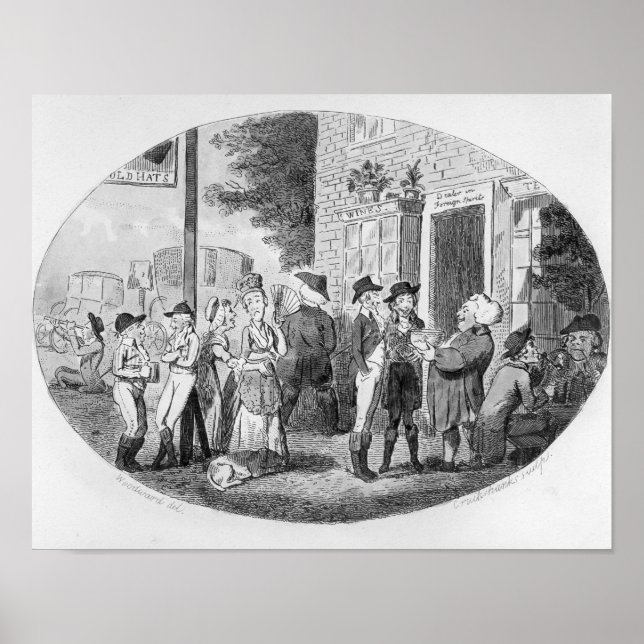 Póster Fuera de la vieja taberna de Gorras (Frente)