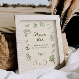 Póster Fuera del mercado Mano Verde Dibujar barra de flor