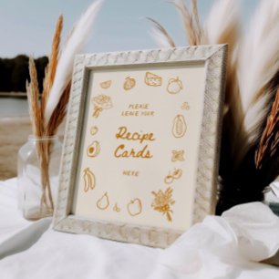 Póster Fuera del mercado, Naranja de la mano dibujó recet