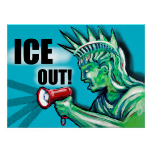 Póster FUERA EL HIELO, protesta Estatua de la Libertad