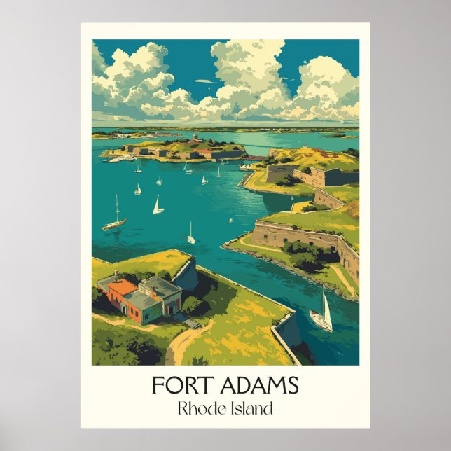 Póster Fuerte Adams Puerto de Rhode Island (Frente)