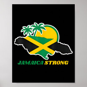 Póster Fuerte Jamaica Amo la Bandera Jamaicana Corazón Mu