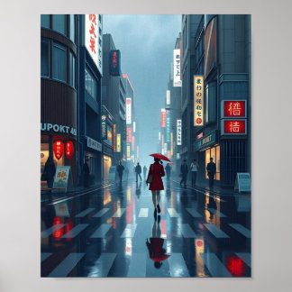 Póster fuerte lluvia en tokio 2