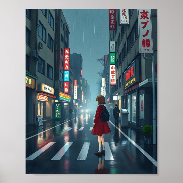 Póster fuerte lluvia en tokio 3 (Frente)