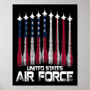 Póster Fuerza Aérea Veteranos Estadounidenses Bandera Est
