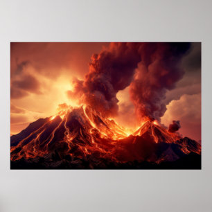 Póster Fuerza natural del volcán desata desastre de la Ti