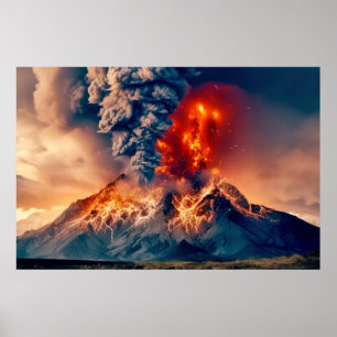 Póster Fuerza natural del volcán desata desastre de la Ti