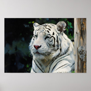 Póster Fuerza silenciosa - Tigre blanco en las sombras